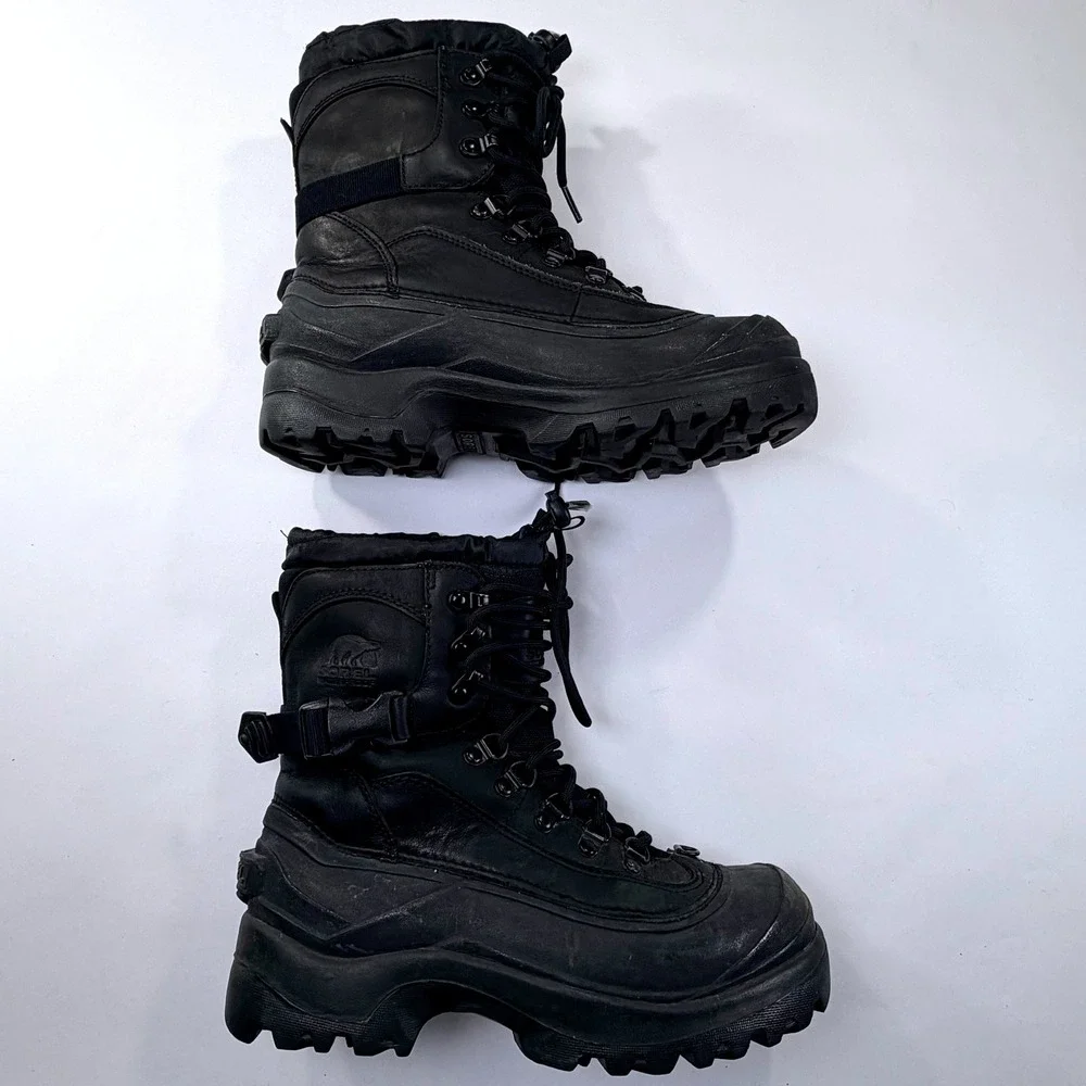Sorel Conquest Winter Boots Mens 8 Black Waterproof Insulated Rugged Gorpcore